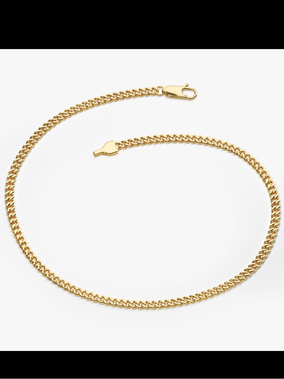 14k Solid Gold Cuban Link Chain Bracelet 2mm, 7 inches